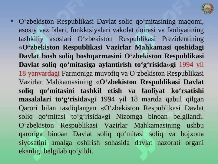 SOLIQ TIZIMINING TASHKIL ETILISHI 4