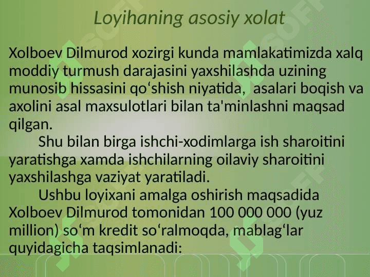 Asalarichilik biznes rejasi 5