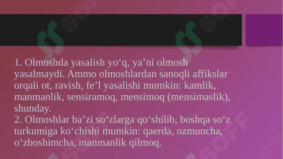 Boshqa turkum so’zlarning olmoshga ko’chishi ( pronominalizatsiya) 4