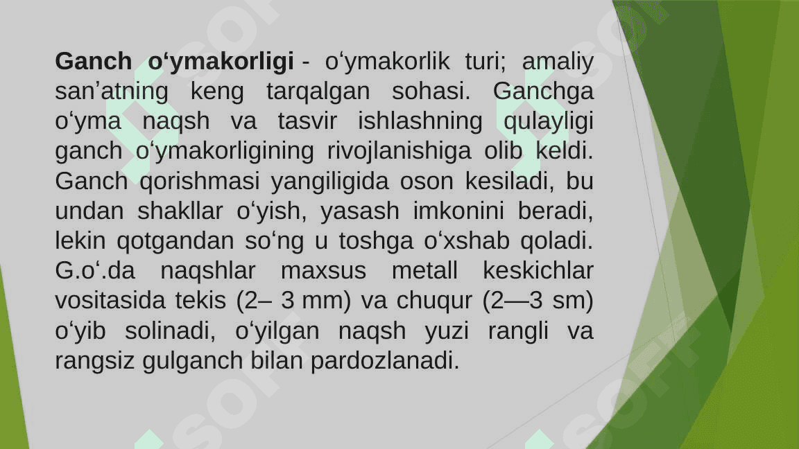 Mustaqillik yillarida ganch o'ymakorligi san'ati 2