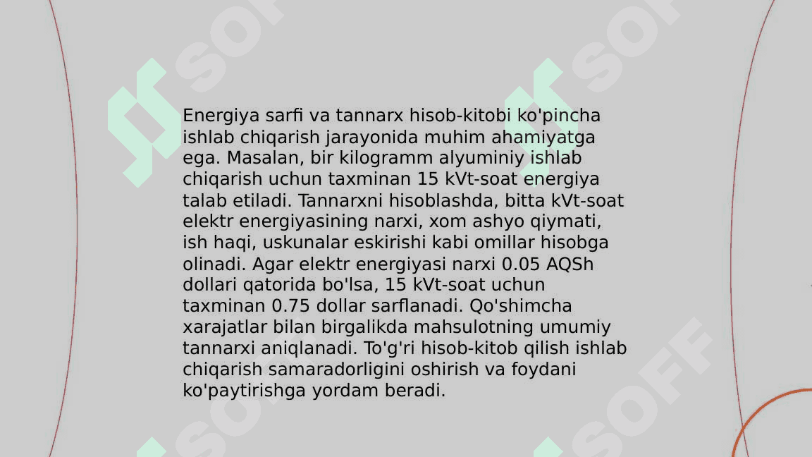Mahsulot tannarxi va energiya komponenti 4