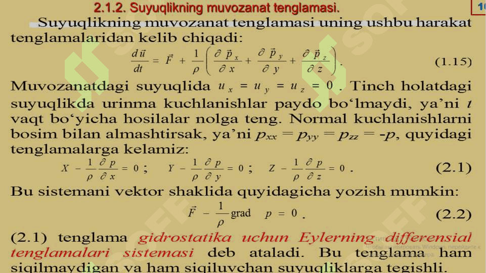 Gidrostatik bosim va uning xossalari 8