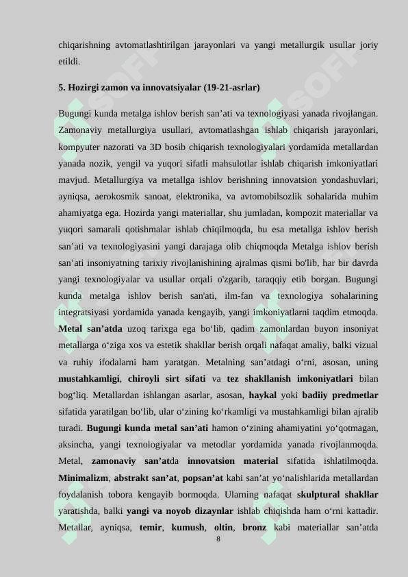 Metalga ishlov berish san’ati 8
