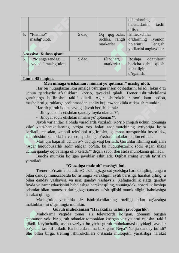 "Senda eng yaxshi narsa bu ..." Trening ishlanma 2