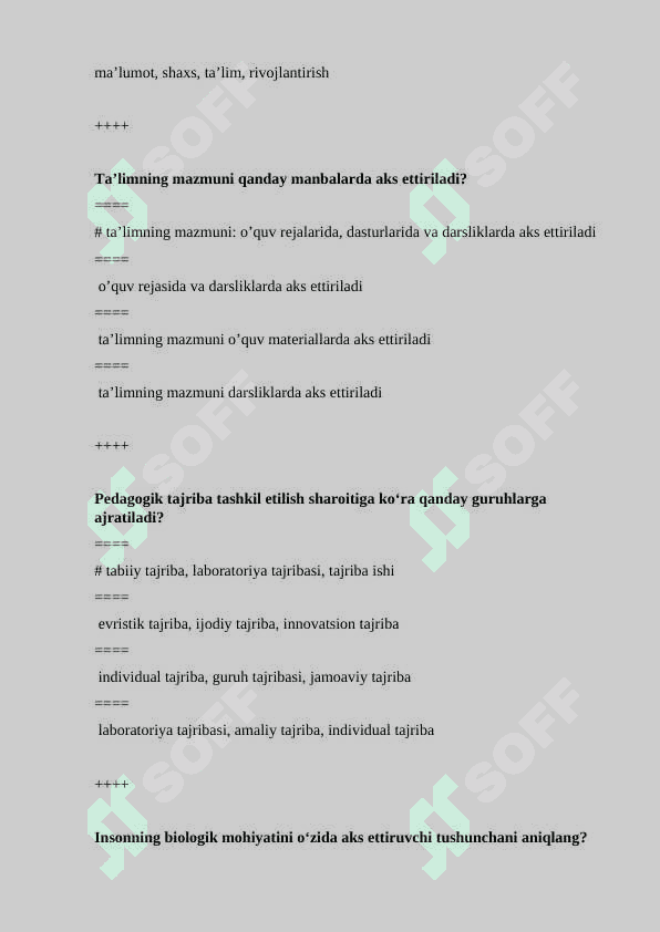 Mutaxassislikka kirish test 6