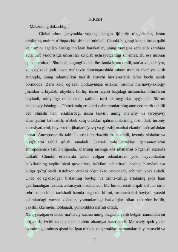O`zbek xalq ertaklari qahramonlarining antroposentrik tahlili‖ 4