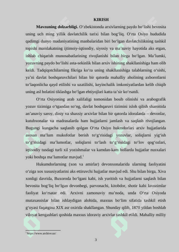 Mustaqil O'zbekistonda Arxiv ishi 2