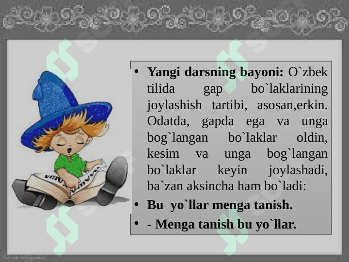Gap bo`laklari tartibi ( Dars ishlanma 8-sinf) 3