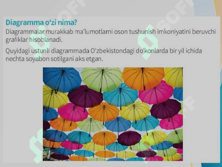 5-informatika-Diagramma turini tanlash. Diagrammaga x-oʻqi, y-oʻqi hamda diagramma nomini joylash 4