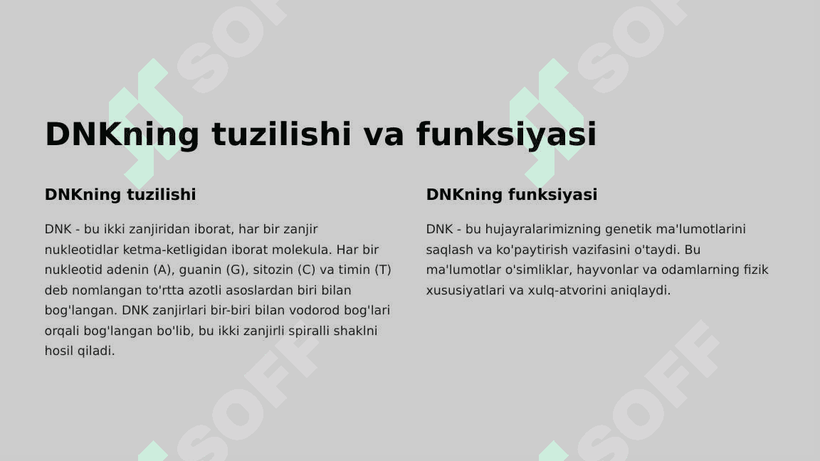 DNKning oqsil biosintezidagi roli. Ginetik injeneriya 3