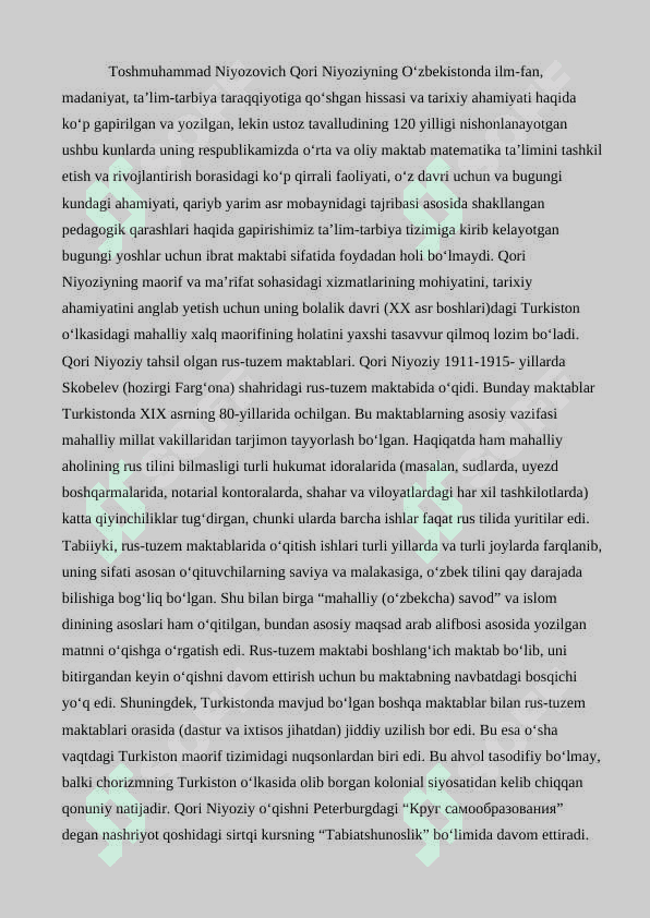 Toshmuhammad Niyozovich Qori Niyoziyning pedagogik qarashlari 2