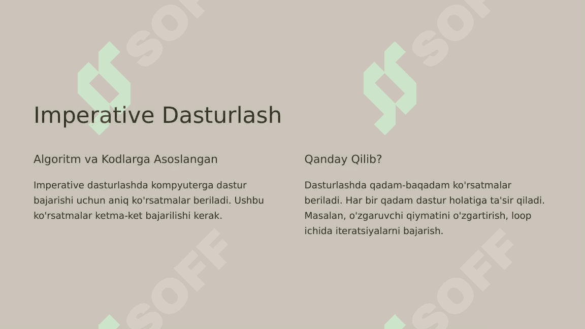 Dasturlashning asosiy tushunchalari imperative va declarative yondashuvlar 2