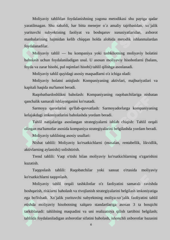 Moliyaviy tahlilda qo’llaniladigan usullar 6