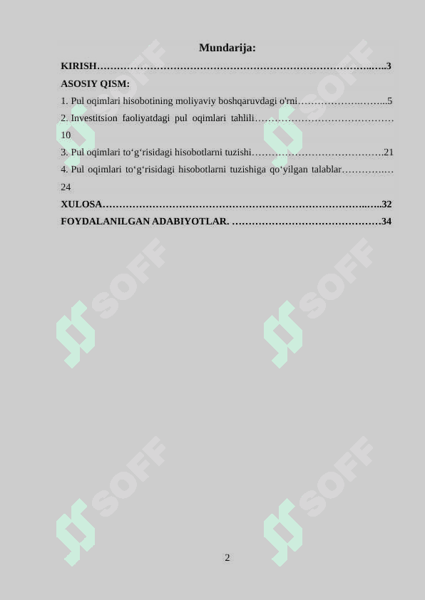 Pul oqimlari to’g’risidagi hisobot va uning tahlili. 2