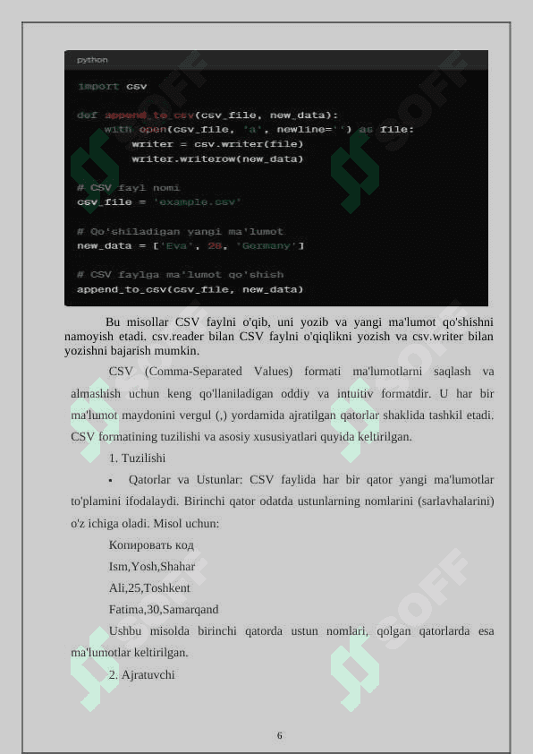 Pythonda CSV fayllari bilan ishlash 6
