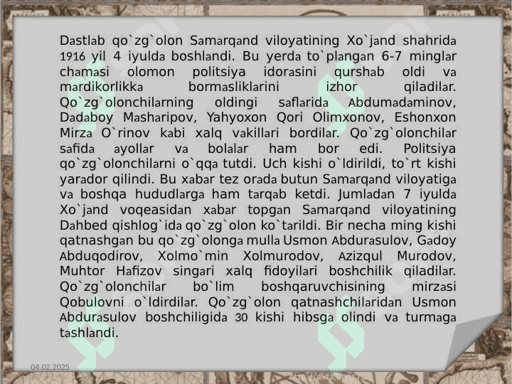 1916-YILGI MILLIY OZODLIK HARAKATI 4
