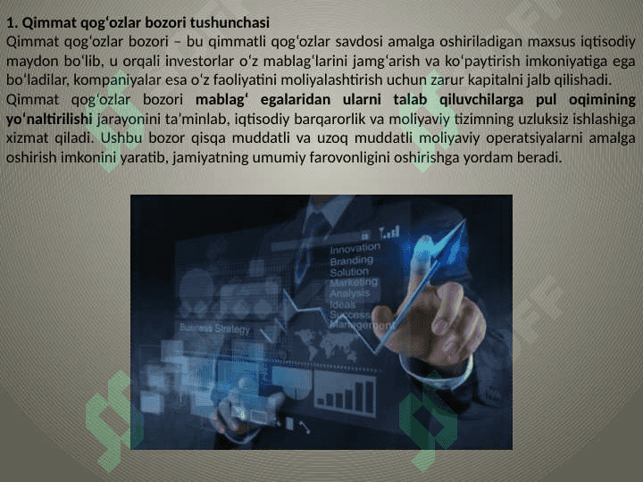 Qimmat qog’ozlar bozori tushunchasi 5