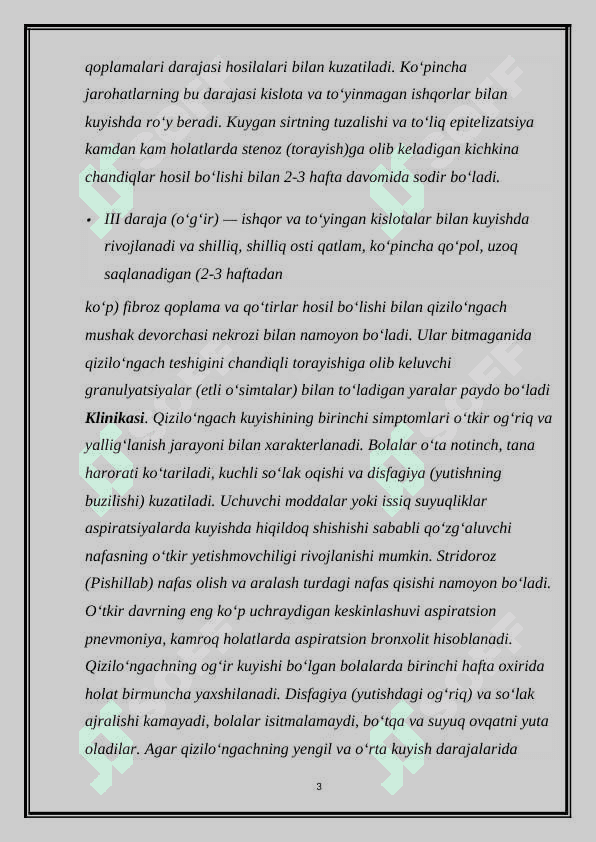 Qizilo‘ngach kuyishi 3