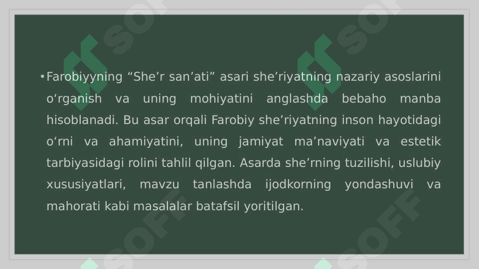 FAROBIYNING “SHE’R SAN’ATI”  ASARINING O‘QIB O‘RGANISH 2