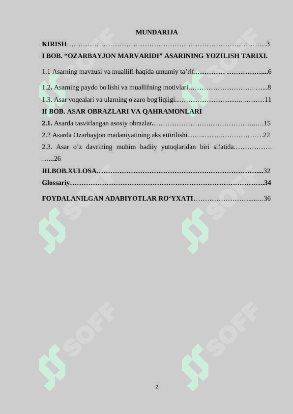 “Ozarbayjon marvaridi” asari tahlili 2