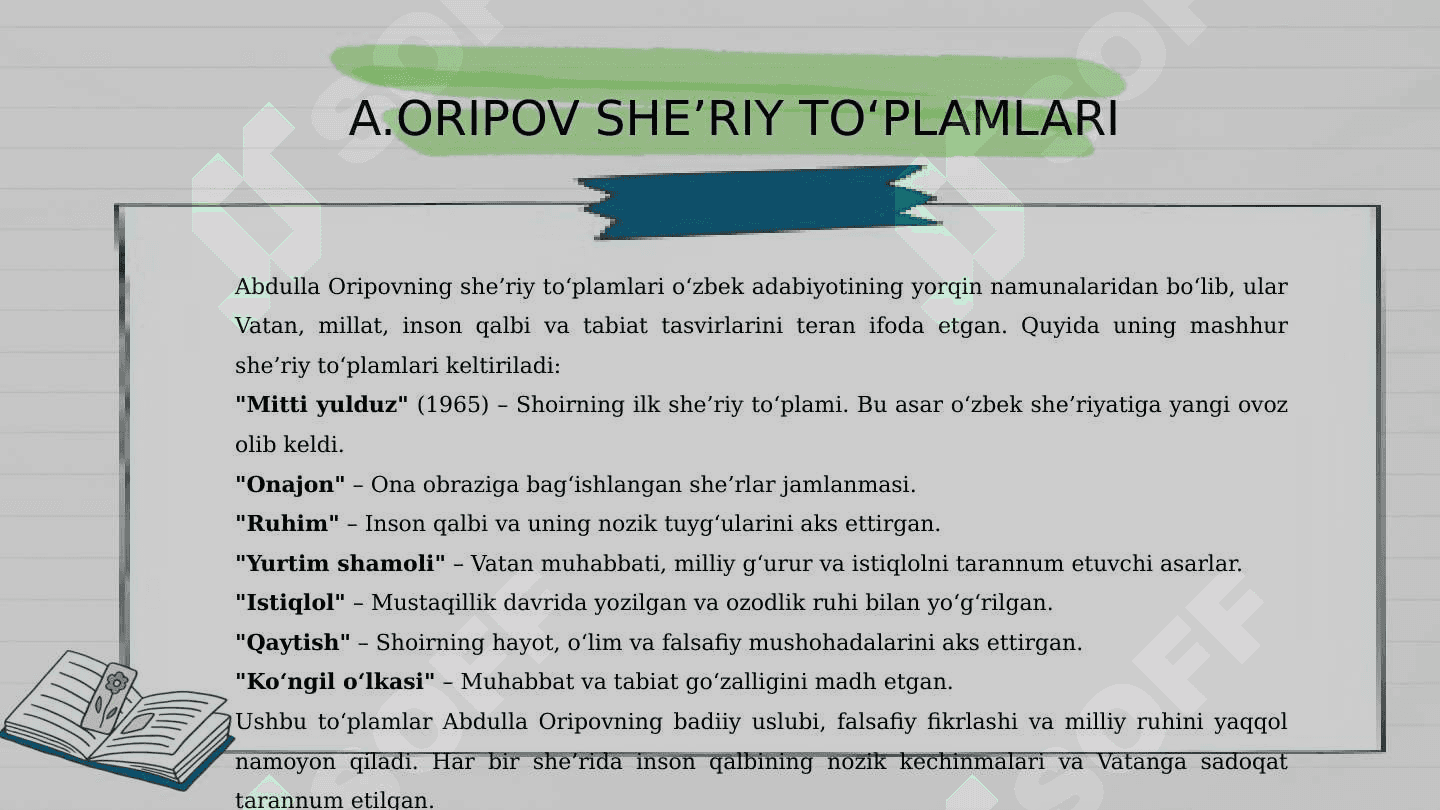 A. Oripov, E.Vohidov she'riy to'plamlari tahlili 5