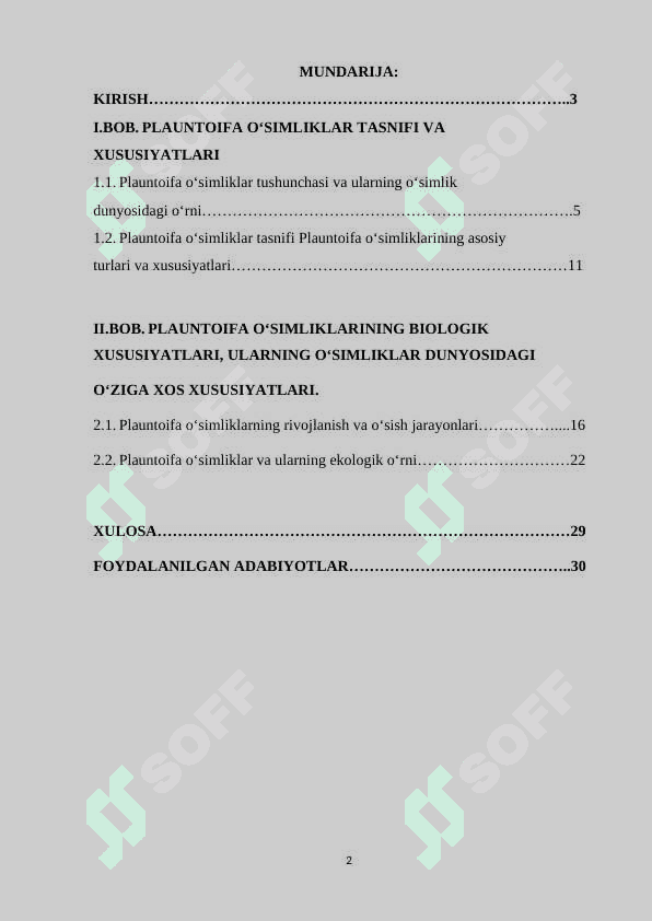 PLAUNTOIFA OʻSIMLIKLAR 2