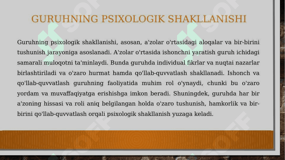 Kichik guruhning psixologik jamoa sifatida rivojlanishi 5