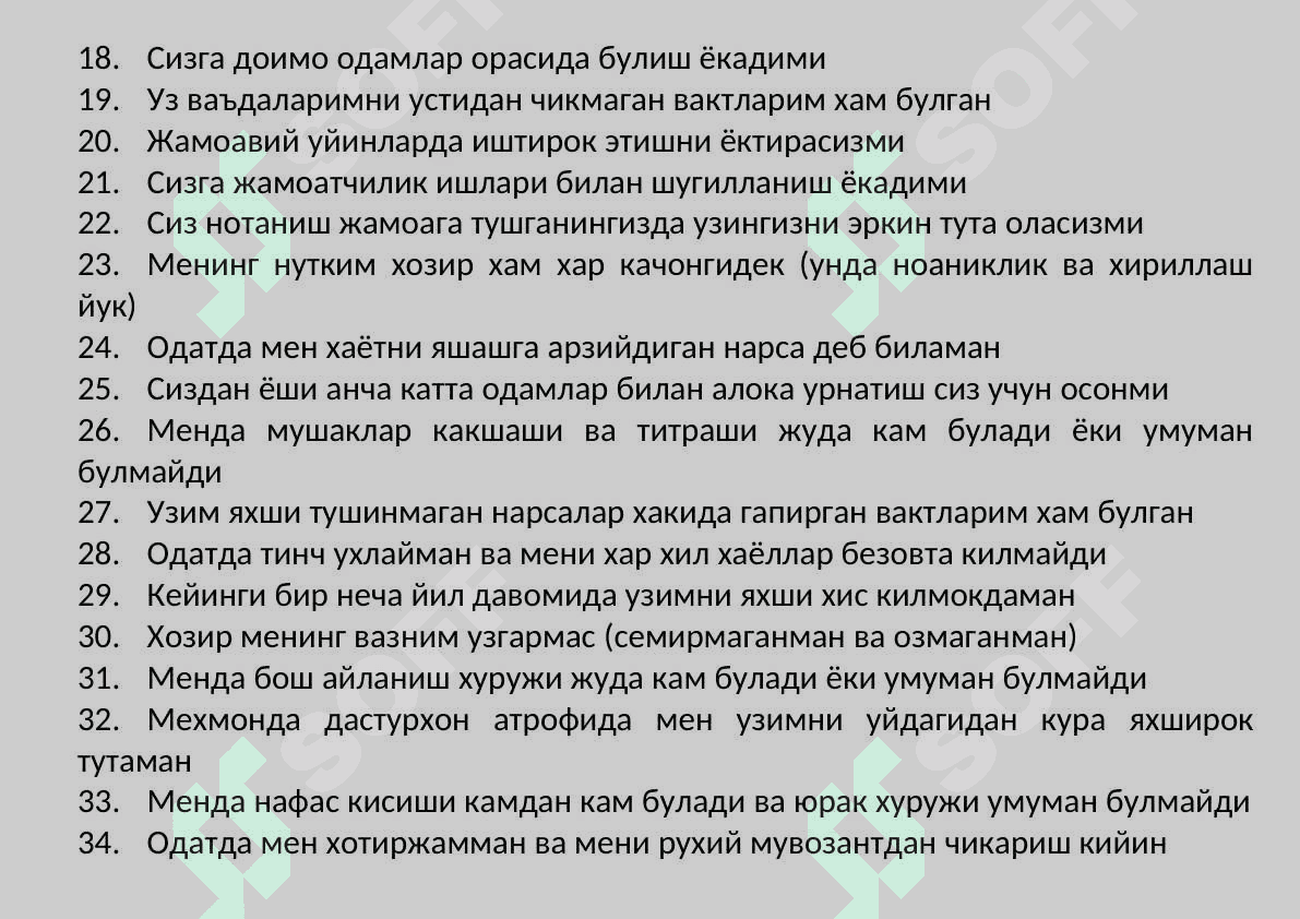 Ha yoʻq testlar 2