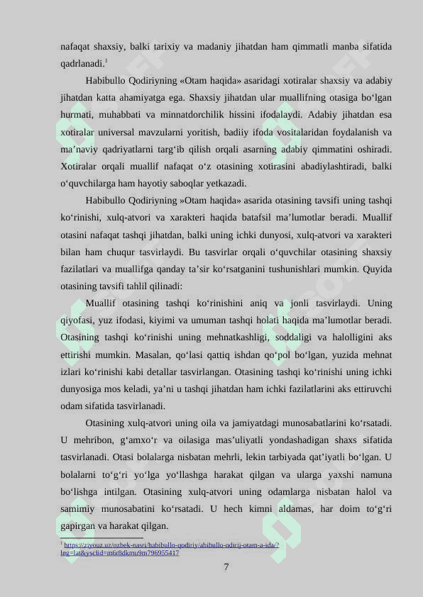 HABIBULLO QODIRIYNING «OTAM HAQIDA»NOMLI ESDALIKLARI 7