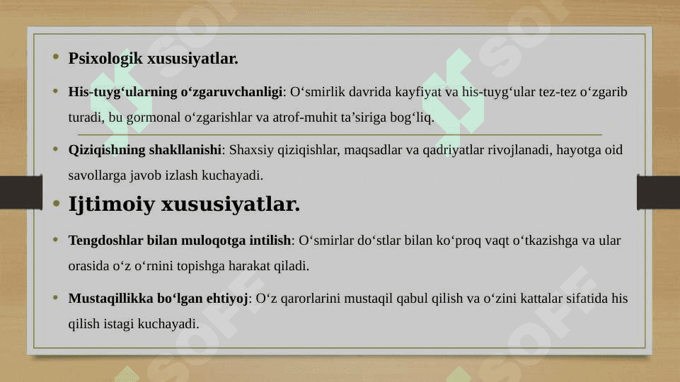 O`smirlik,o`spirinlik va yetuklik davrining psixologik xususiyatlari 3