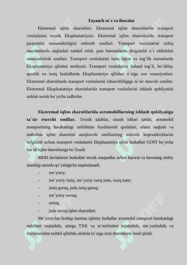Transport vositalari va iqlim sharoitining yo`lga ta`siri 2