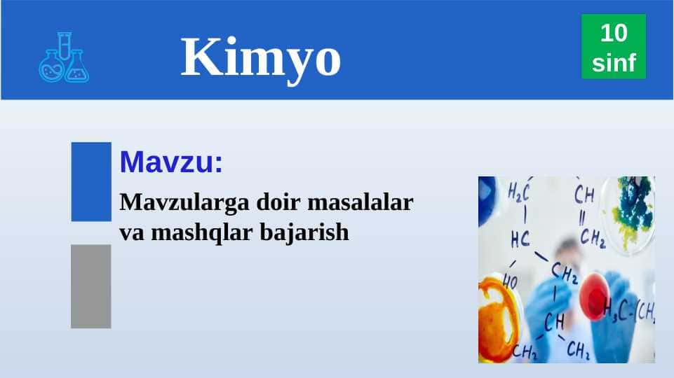 Mavzularga doir masalalar yechish  va mashqlar bajarish