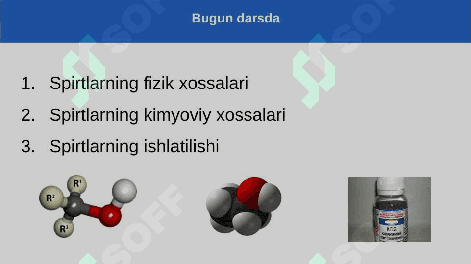 To‘yingan bir atomli spirtlarning fizik va kimyoviy xossalari. Ishlatilishi 7