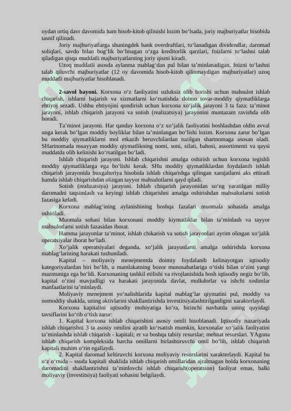 KAPITALNI VA MOLIYAVIY TA’MINOT JARAYONINI BOSHQARISH 2