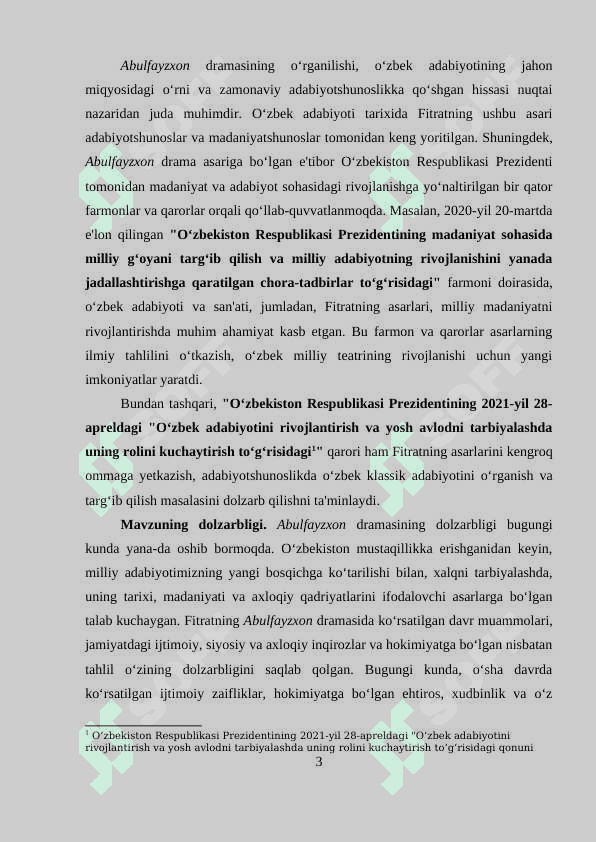 Abulfayzxon dramasida davr illatlarining fojiaviy talqini 3