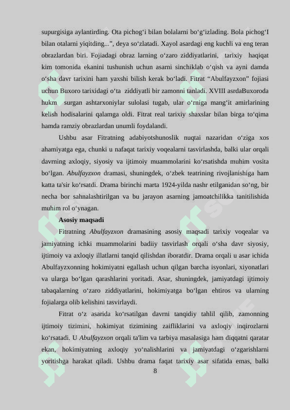 Abulfayzxon dramasida davr illatlarining fojiaviy talqini 8