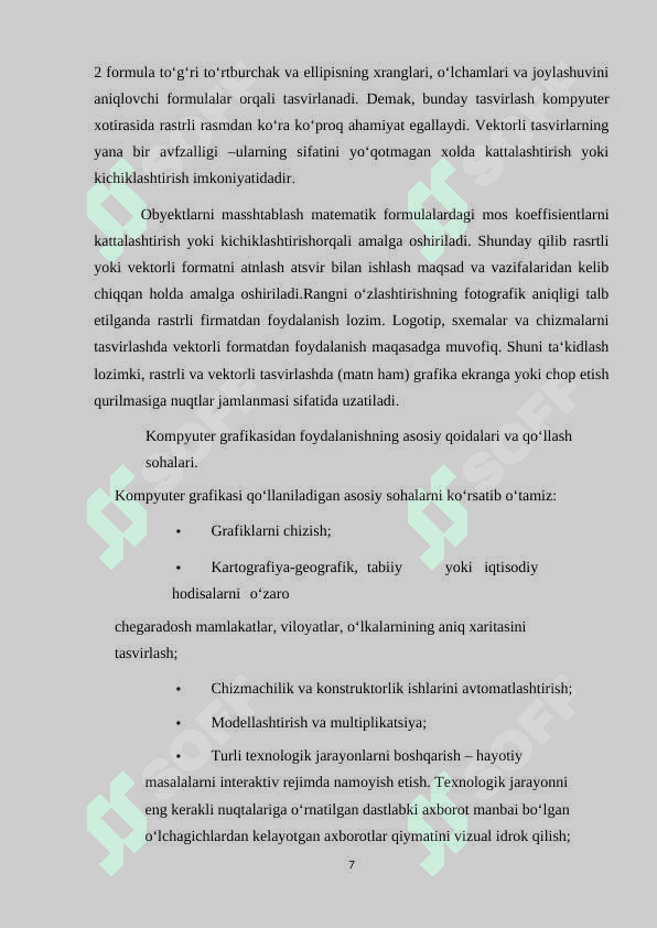 Universal grafik formatlar, ularning hususiyatlari. BMP, JPEG, TFF. 7