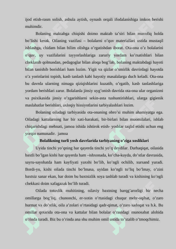 TURLI YOSH DAVRLARIDA O’ZLASHTIRISH XUSUSIYATLARI 5