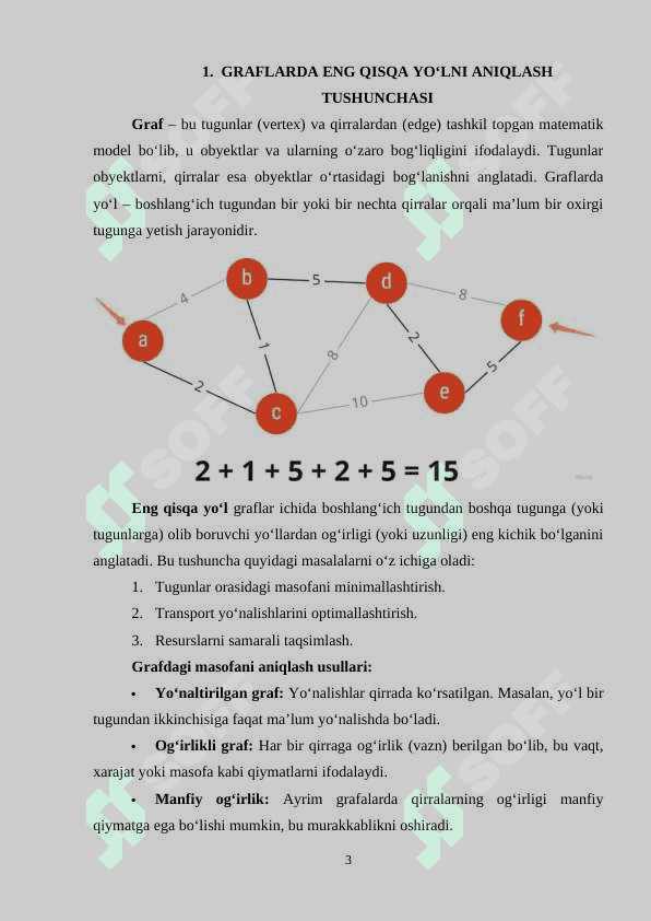 Graflarda eng qisqa yo’lni aniqlash algoritmlari 3