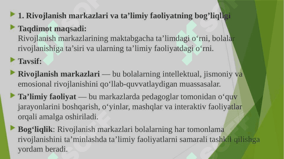 Maktabgacha ta’limda markazlar faoliyatida olib boriladigan ishlar 4