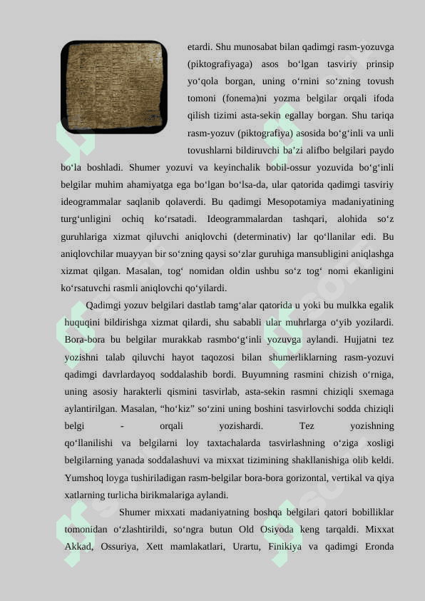 IKKI DARYO ORALIG‘INING (MESOPOTAMIYA) QADIMGI SIVILIZATSIYASI 8