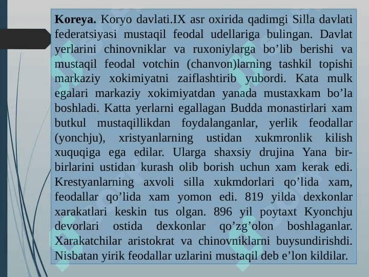 IX - XV asrlarda Sharqiy va Janubiy Osiyo 8