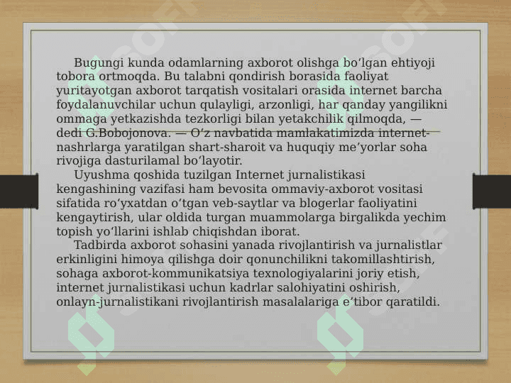 Internet jurnalistikasida kasb etikasi mavzusida 2