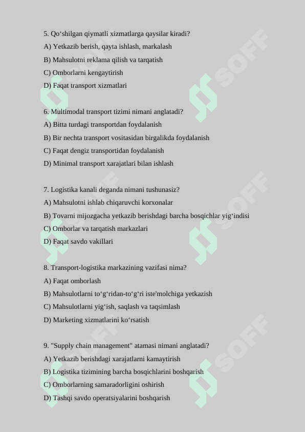 Logistikaga oid testlar 2