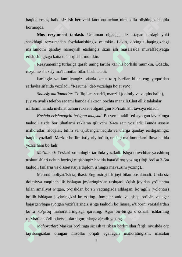 REZYUME VA UNING TURLARI 3