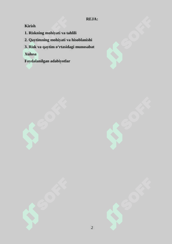 RISK VA QAYTIMNING MOHIYATI VA HISOBLANISHI (Автосохраненный) 2