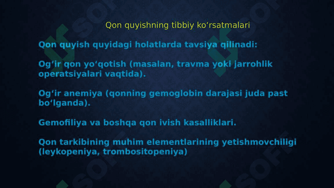 Qon va qon o'rnini bosadigan suyoqliklar quyish 5