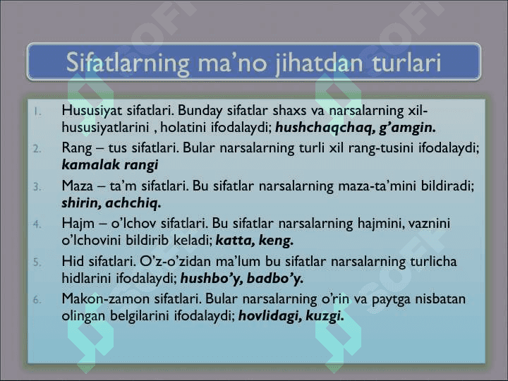 Sifat va uning leksik-grammatik  xususiyatlari. 4