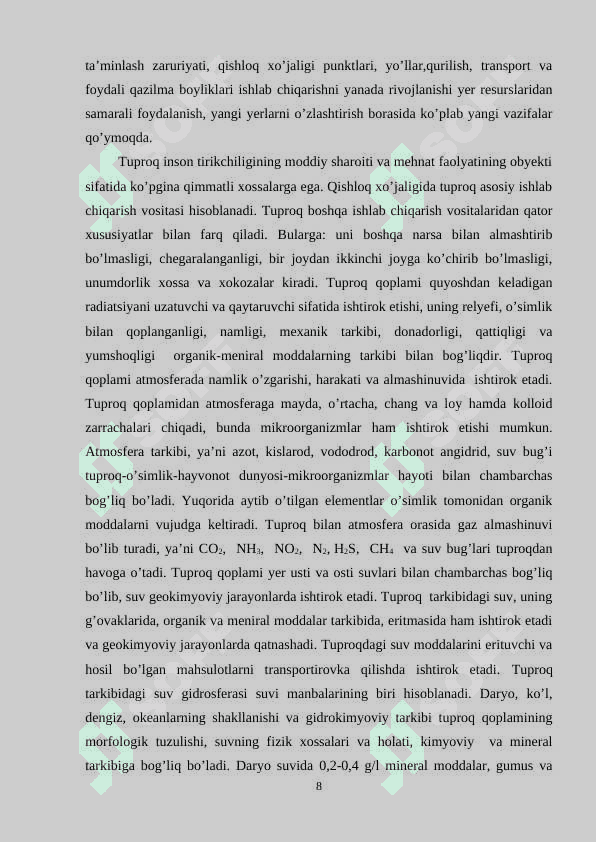 Tuproqning tuzilishi va tarkibi 8