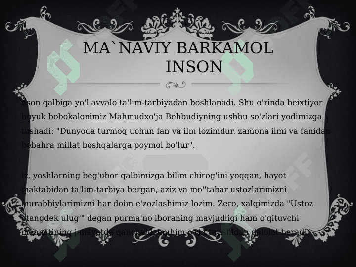 SHAXS BARKAMOLLIGI 3
